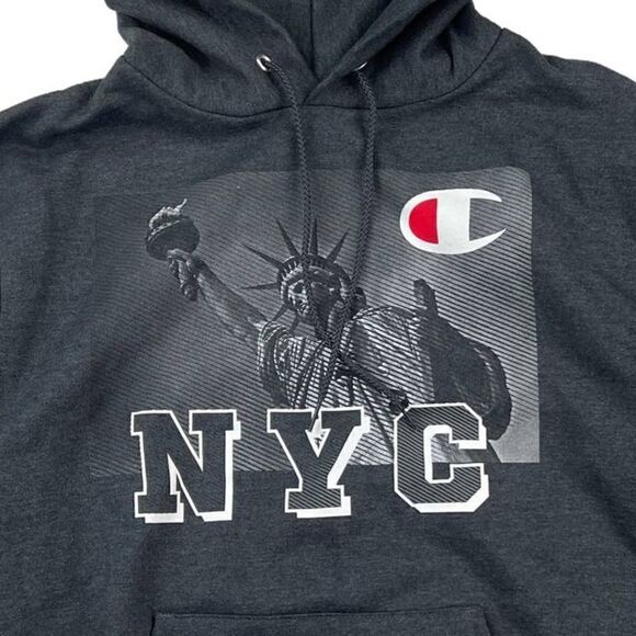 New Champion NYC Women Gray Hoodie Long Sleeve Fleece Pullover Sweater  US S - Picture 4 of 12